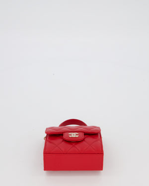 Chanel Red Top Handle Micro Bag in Lambskin Leather with Gold Hardware
