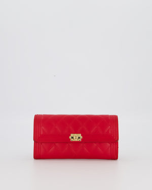 Chanel Red Boy Long Wallet In Lambskin Leather with Gold Hardware