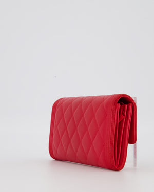 Chanel Red Boy Long Wallet In Lambskin Leather with Gold Hardware