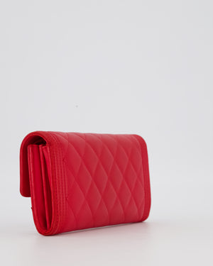 Chanel Red Boy Long Wallet In Lambskin Leather with Gold Hardware