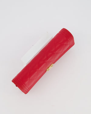 Chanel Red Boy Long Wallet In Lambskin Leather with Gold Hardware