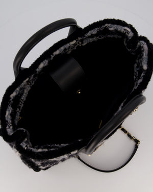 Chanel 25N Grey and Black Tweed Shopping Totte Bag With Champagne Hardware and Leather Handle