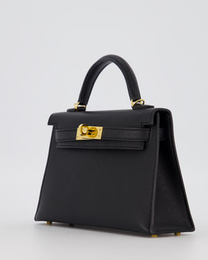 Hermès Mini Kelly II Sellier Bag Black Epsom Leather with Gold Hardware