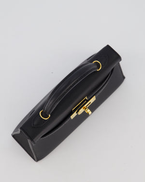 Hermès Mini Kelly II Sellier Bag Black Epsom Leather with Gold Hardware