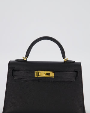 Hermès Mini Kelly II Sellier Bag Black Epsom Leather with Gold Hardware
