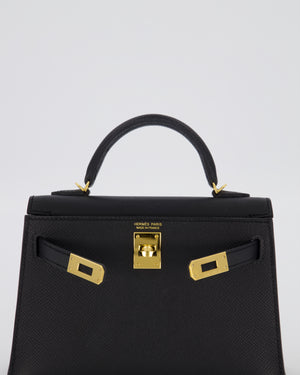 Hermès Mini Kelly II Sellier Bag Black Epsom Leather with Gold Hardware