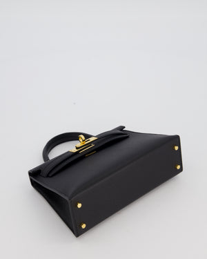 Hermès Mini Kelly II Sellier Bag Black Epsom Leather with Gold Hardware