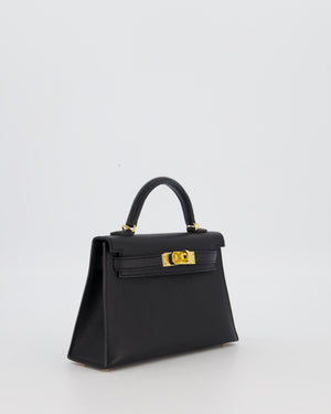 Hermès Mini Kelly II Sellier Bag Black Epsom Leather with Gold Hardware