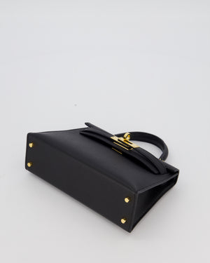 Hermès Mini Kelly II Sellier Bag Black Epsom Leather with Gold Hardware