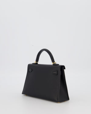 Hermès Mini Kelly II Sellier Bag Black Epsom Leather with Gold Hardware