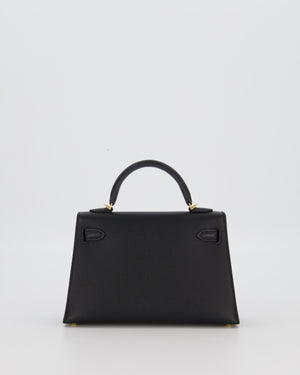 Hermès Mini Kelly II Sellier Bag Black Epsom Leather with Gold Hardware