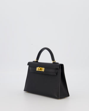 Hermès Mini Kelly II Sellier Bag Black Epsom Leather with Gold Hardware