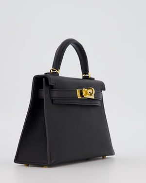 Hermès Mini Kelly II Sellier Bag Black Epsom Leather with Gold Hardware