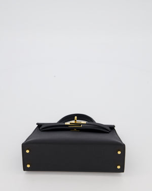 Hermès Mini Kelly II Sellier Bag Black Epsom Leather with Gold Hardware