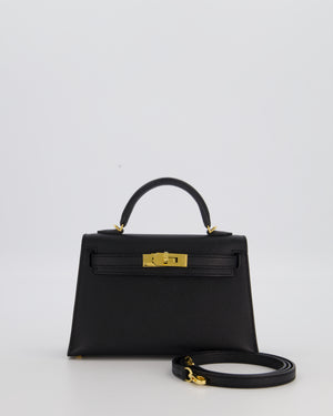 Hermès Mini Kelly II Sellier Bag Black Epsom Leather with Gold Hardware