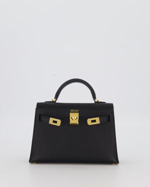 Hermès Mini Kelly II Sellier Bag Black Epsom Leather with Gold Hardware