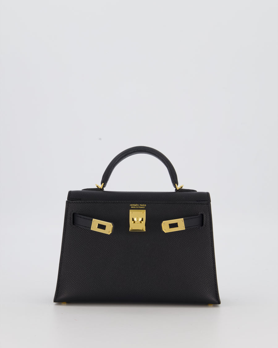 Hermès Mini Kelly II Sellier Bag Black Epsom Leather with Gold Hardware