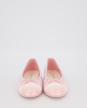 Chanel Pink Canvas Ballet Flats With White and Pink Tie and Die Patent Toe Size EU 37.5 (UK 4.5)