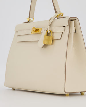 Hermès Kelly 25 Sellier Bag in Craie Epsom Leather and Gold Hardware