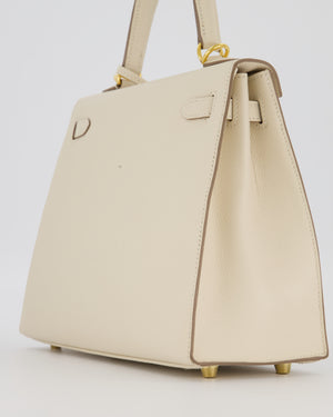 Hermès Kelly 25 Sellier Bag in Craie Epsom Leather and Gold Hardware