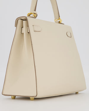 Hermès Kelly 25 Sellier Bag in Craie Epsom Leather and Gold Hardware