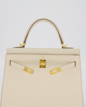 Hermès Kelly 25 Sellier Bag in Craie Epsom Leather and Gold Hardware