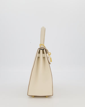 Hermès Kelly 25 Sellier Bag in Craie Epsom Leather and Gold Hardware