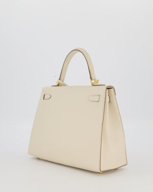 Hermès Kelly 25 Sellier Bag in Craie Epsom Leather and Gold Hardware