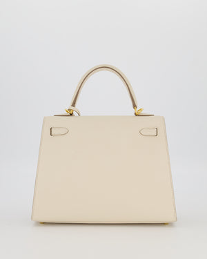 Hermès Kelly 25 Sellier Bag in Craie Epsom Leather and Gold Hardware
