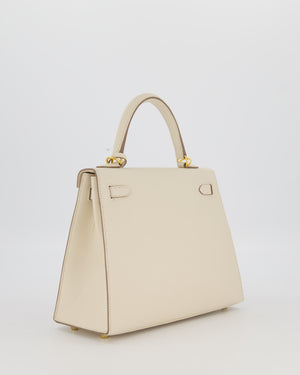 Hermès Kelly 25 Sellier Bag in Craie Epsom Leather and Gold Hardware