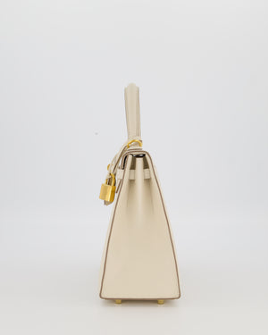 Hermès Kelly 25 Sellier Bag in Craie Epsom Leather and Gold Hardware