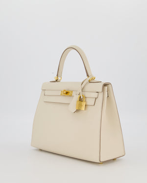 Hermès Kelly 25 Sellier Bag in Craie Epsom Leather and Gold Hardware