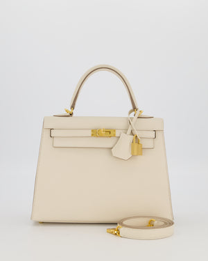 Hermès Kelly 25 Sellier Bag in Craie Epsom Leather and Gold Hardware