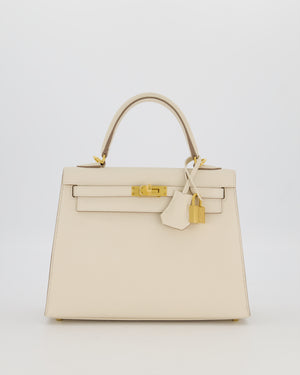 Hermès Kelly 25 Sellier Bag in Craie Epsom Leather and Gold Hardware