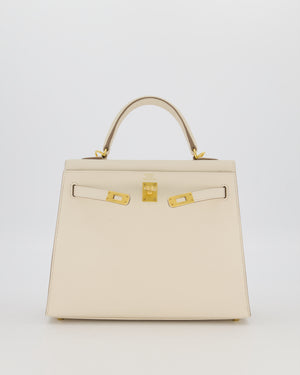 Hermès Kelly 25 Sellier Bag in Craie Epsom Leather and Gold Hardware