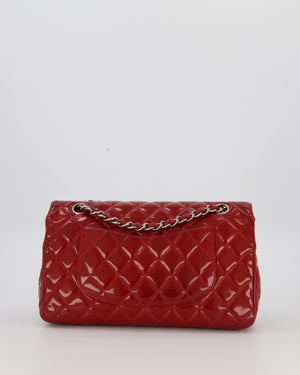 Chanel Medium Classic Double Flap Bag in Cherry Red Patent Leather With Silver Hardware