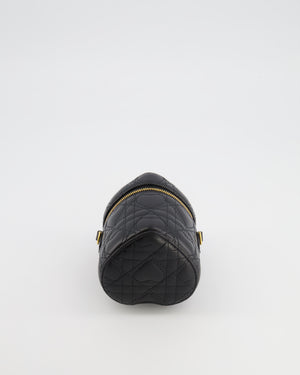 Christian Dior Dioramour Caro Heart Micro Vanity Bag in Black Quilted Lambskin Leather with Gold Hardware