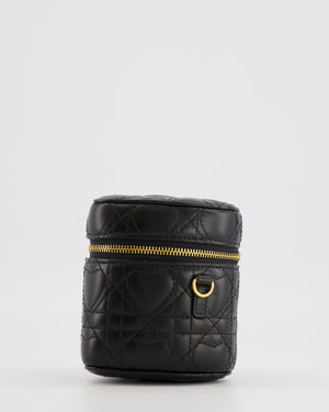 Christian Dior Dioramour Caro Heart Micro Vanity Bag in Black Quilted Lambskin Leather with Gold Hardware