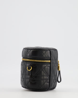 Christian Dior Dioramour Caro Heart Micro Vanity Bag in Black Quilted Lambskin Leather with Gold Hardware