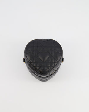 Christian Dior Dioramour Caro Heart Micro Vanity Bag in Black Quilted Lambskin Leather with Gold Hardware
