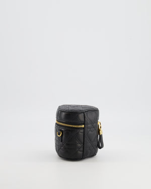 Christian Dior Dioramour Caro Heart Micro Vanity Bag in Black Quilted Lambskin Leather with Gold Hardware