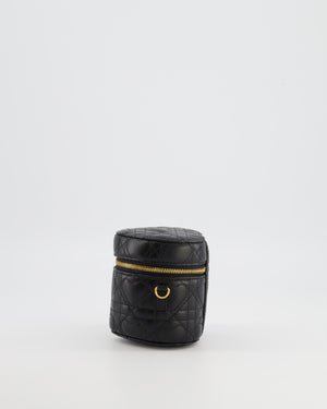 Christian Dior Dioramour Caro Heart Micro Vanity Bag in Black Quilted Lambskin Leather with Gold Hardware