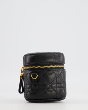 Christian Dior Dioramour Caro Heart Micro Vanity Bag in Black Quilted Lambskin Leather with Gold Hardware