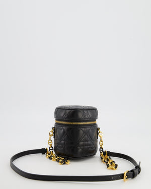 Christian Dior Dioramour Caro Heart Micro Vanity Bag in Black Quilted Lambskin Leather with Gold Hardware