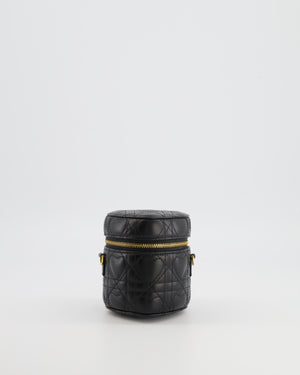 Christian Dior Dioramour Caro Heart Micro Vanity Bag in Black Quilted Lambskin Leather with Gold Hardware