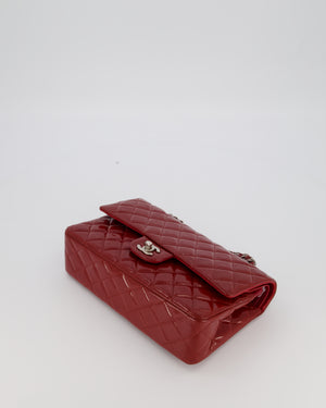 Chanel Cherry Red Medium Classic Double Flap Bag in Patent Leather With Silver Hardware