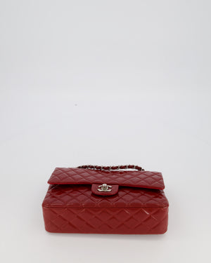 Chanel Cherry Red Medium Classic Double Flap Bag in Patent Leather With Silver Hardware