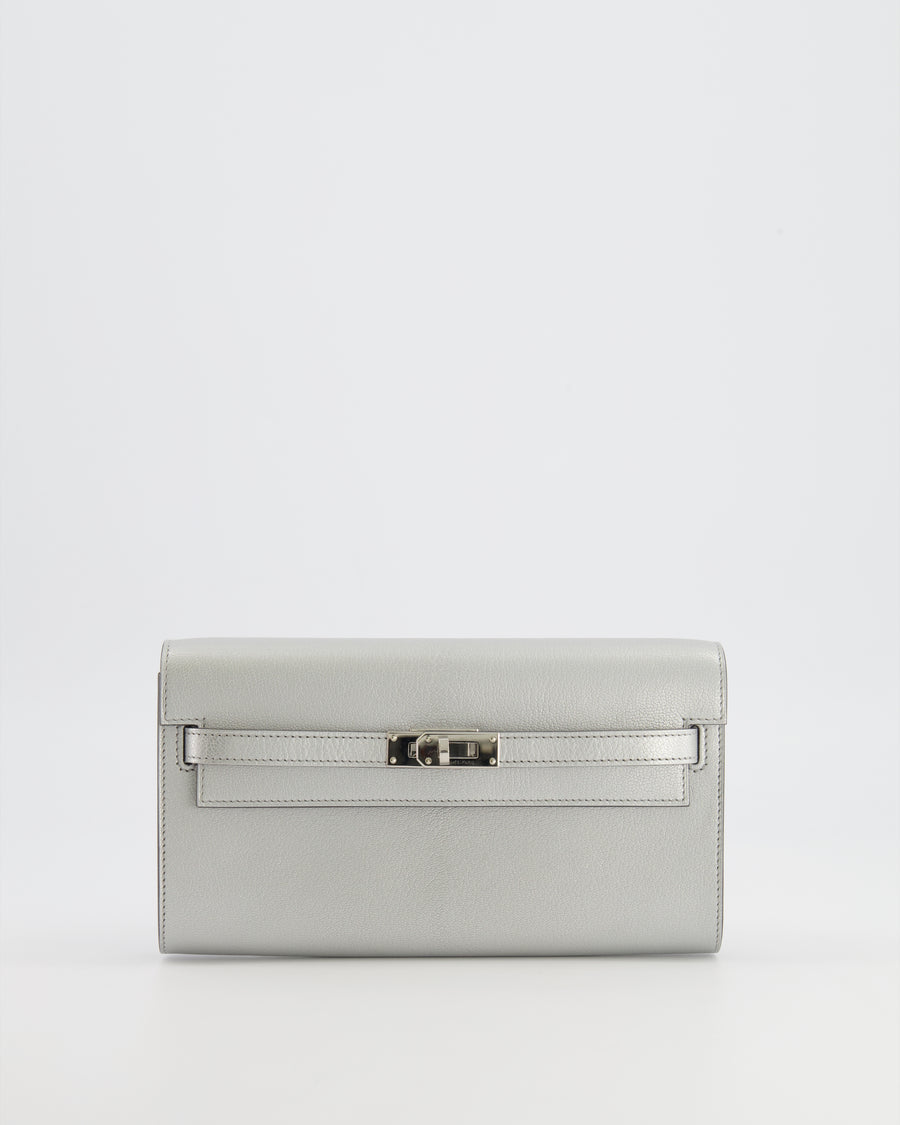 *RARE* Hermès Kelly To Go Bag in Argent Chevre Chamkilight Leather with Palladium Hardware