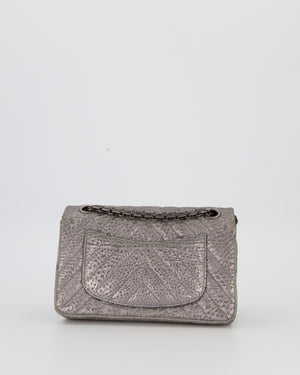 Chanel Mini 2.55 Chevron Stitched Reissue Flap Bag in Metallic Silver Calfskin with Gunmetal Hardware