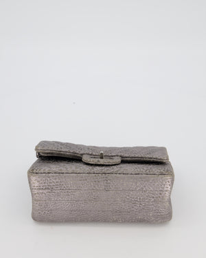 Chanel Mini 2.55 Chevron Stitched Reissue Flap Bag in Metallic Silver Calfskin with Gunmetal Hardware
